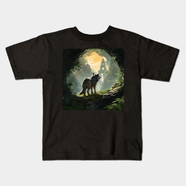 Twilight Sentinel - Wolf's Ancient Watch Kids T-Shirt by vk09design